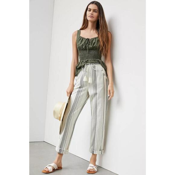 Anthropologie Essential Beach Elastic Waist Pull On Trouser Pant Medium 0609O - Picture 1 of 11